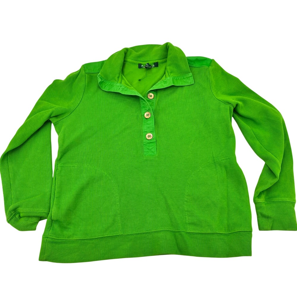 Lauren Ralph Lauren Womens Ribbed Knit Polo Pullover Lime Green Cotton Small